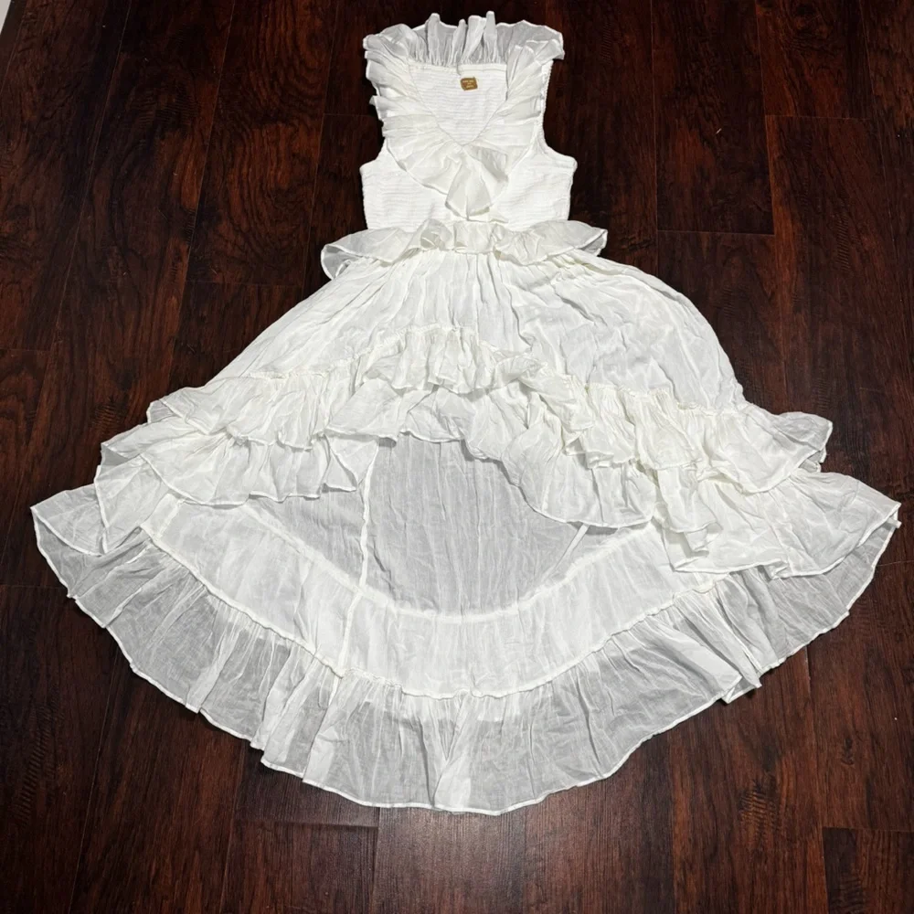 Free People Sunsational Midi Elegant White Ruffled Dress Small Nwt - Picture 3 of 14